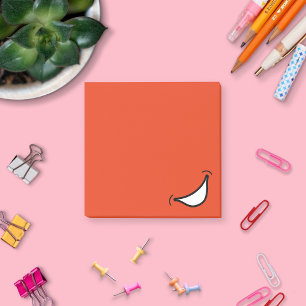 Helle orange große Cartoon-Lächeln spielerische Gr Post-it Klebezettel