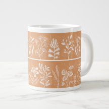 Helle orangefantastische botanische Silhouetten