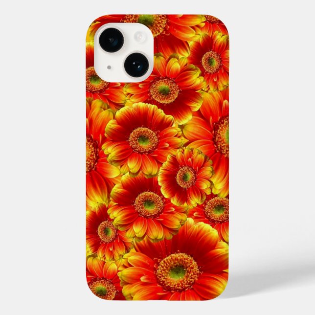 Helle orangefarbene Blumen Case-Mate iPhone 14 Hülle (Rückseite)