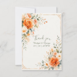 Helle orangefarbene Ringelblumen-Rosen-Hochzeit Dankeskarte