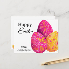 Helle Ostereier in Rosa und Gelb Postkarte