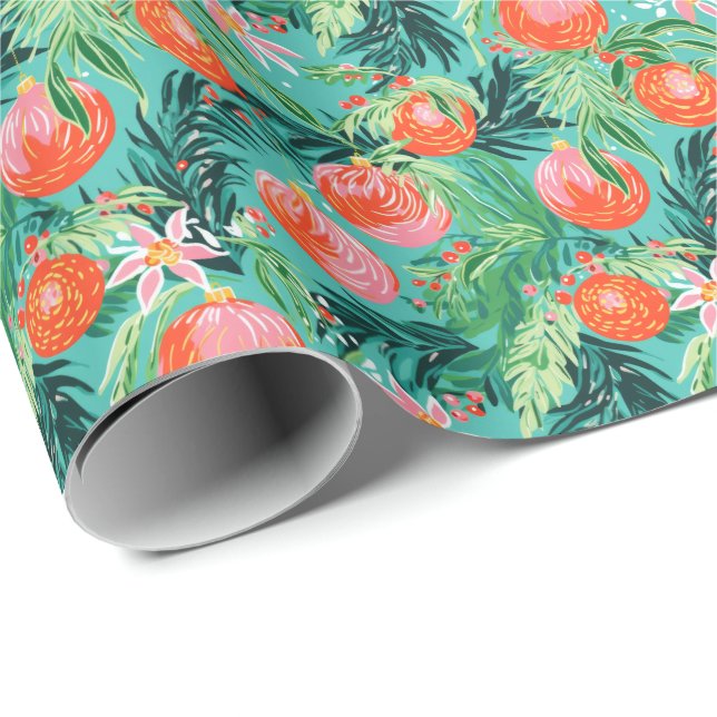 Helle Palm Beach Weihnachtsschmuck Wasserfarbe Geschenkpapier (Rolleneckpunkt)