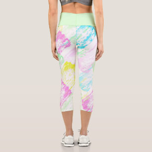 Helle Pasta Türkis Grün Blau Pink Abstrakte Kunst Capri Leggings