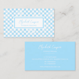 Helle Pastel Blue Checkboard Visitenkarte