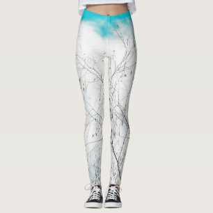 Helle Pastel Light Blue Turquoise Treff Sky Leggings