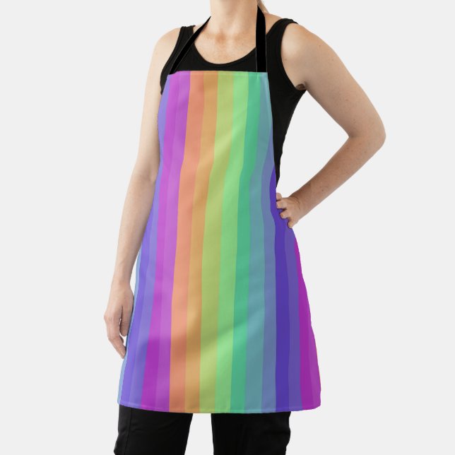 Helle Pastel Rainbow Stripe All-over Print Schürze (InSitu)