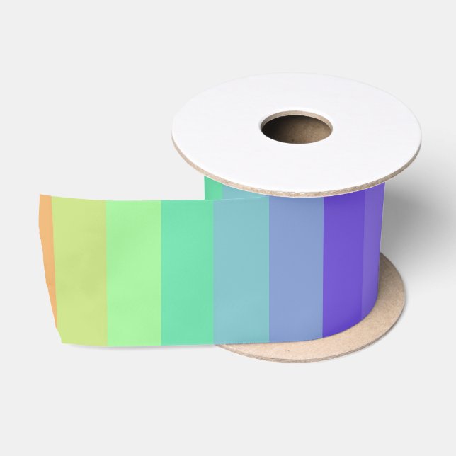 Helle Pastel Rainbow Stripe Ribbon Satinband (Spule)