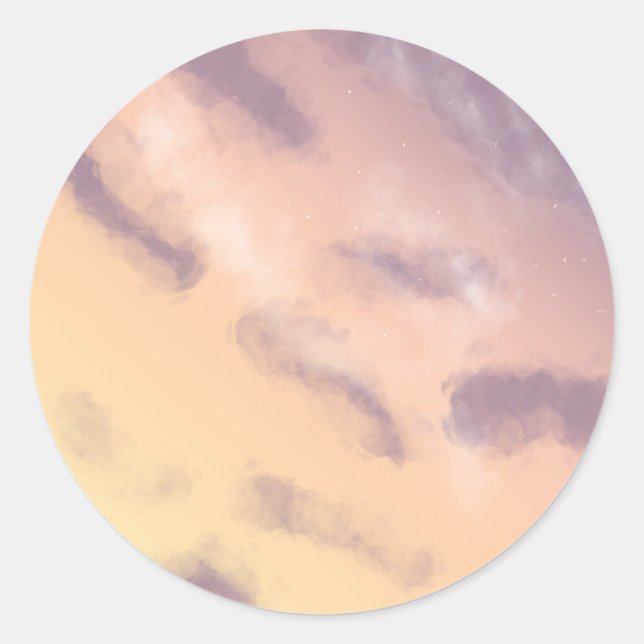 Helle Pastel Sunrise Sky mit Wolkenmalerei Runder Aufkleber (Vorderseite)