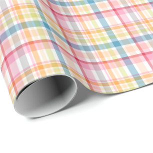 Helle Pastell-Karotierung mehrfarbiges Clan-Tartan Geschenkpapier
