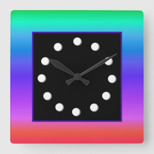 Helle Pastell-Regenbogen Quadratische Wanduhr