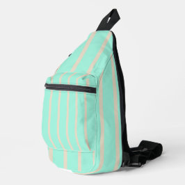 Helle pastellblaue und graue Streifen Crossbody Bag