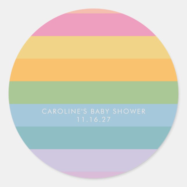 Helle Pastellstreifen Lila Babydusche Runder Aufkleber (Vorderseite)
