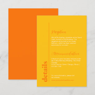 Helle Pfirsich und gelbe farbige Hochzeitsinformat Begleitkarte