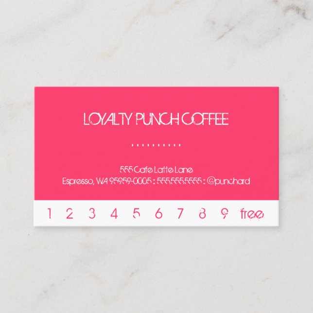 Helle Pink Punch Loyalität Kaffeekarte Treuekarte (Vorderseite)