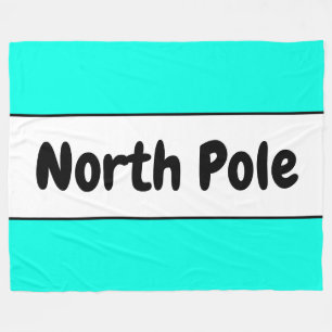 Helle Polar Minze Weiße Streifen "Nordpol" Text Fleecedecke