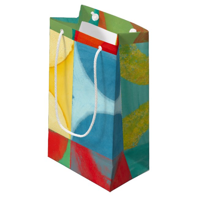 Helle Pop Art mit Kreise und Plätzen Kleine Geschenktüte (Vorderseite Schrägansicht)