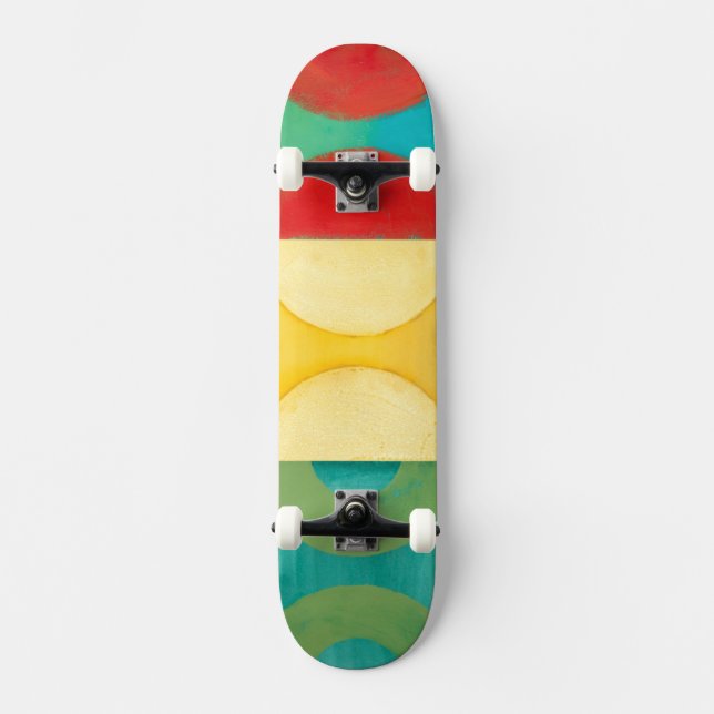 Helle Pop Art mit Kreise und Plätzen Skateboard (Vorderseite)