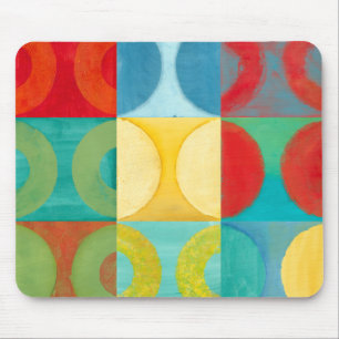 Helle Pop-Kunst mit Kreisen und Quadraten Mousepad