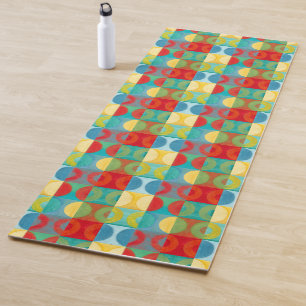 Helle Pop-Kunst mit Kreisen und Quadraten Yogamatte