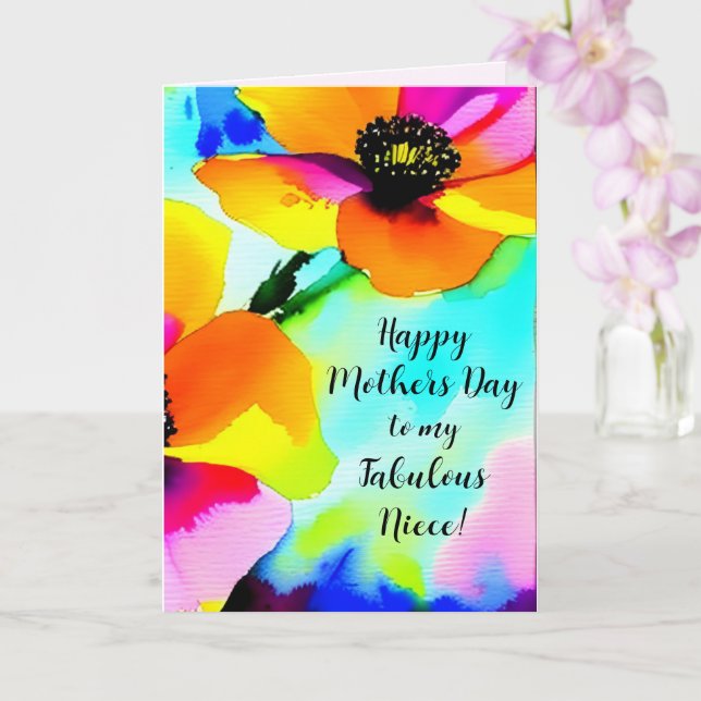 Helle Poppies Personalisiert Niece Muttertag Karte (Orchidee)