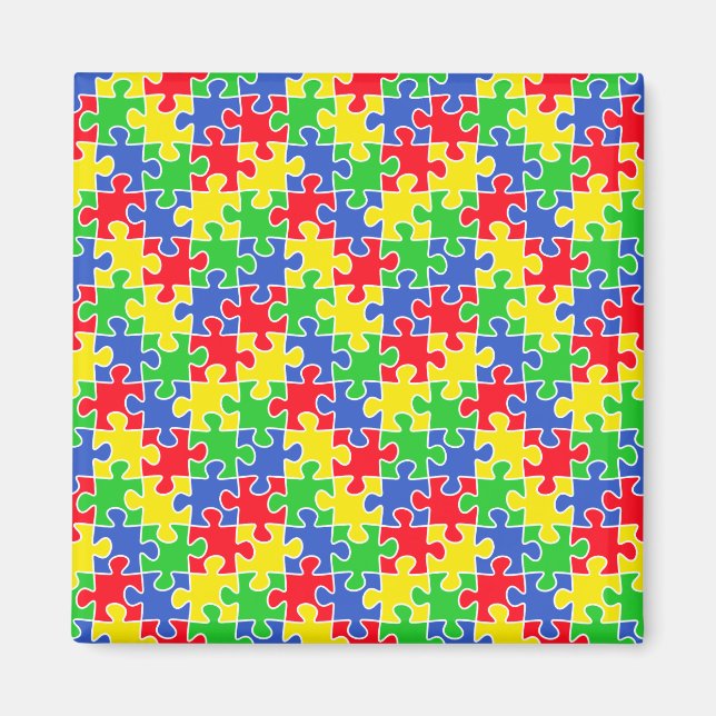 Helle Primärfarben Jigsaw Puzzlestücke Magnet (Vorne)