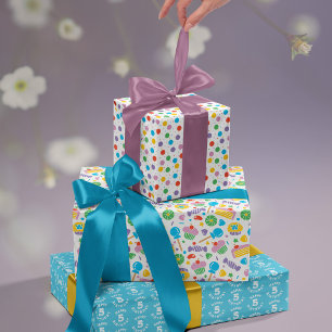 Helle Primärfarben Kinder Kuchen und Süßigkeiten Geschenkpapier Set