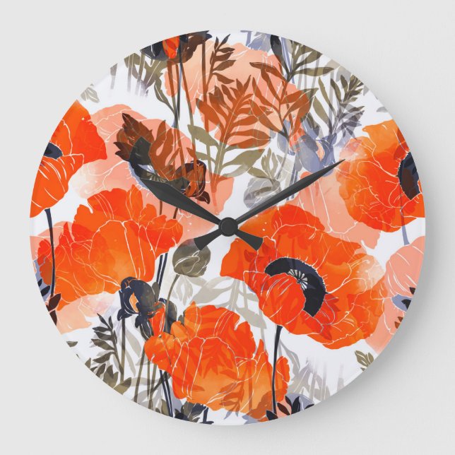 Helle Pupies: Nahtlose Kunst Große Wanduhr (Vorderseite)