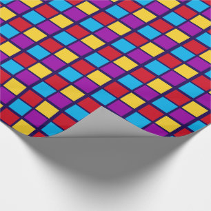 Helle Quadrate (mit Rot und Blau) Geschenkpapier