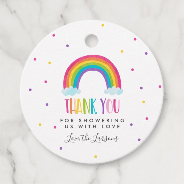 Helle Rainbow Baby Duschgeschenk Geschenkanhänger (Vorderseite)