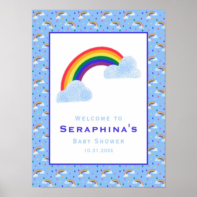 Helle Rainbow Blue Sky Baby Dusche Poster (Vorne)