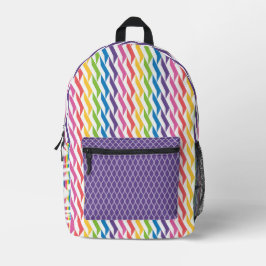 HELLE RAINBOW-FARBENE GEOMETRISCHE PATTER BEDRUCKTER RUCKSACK