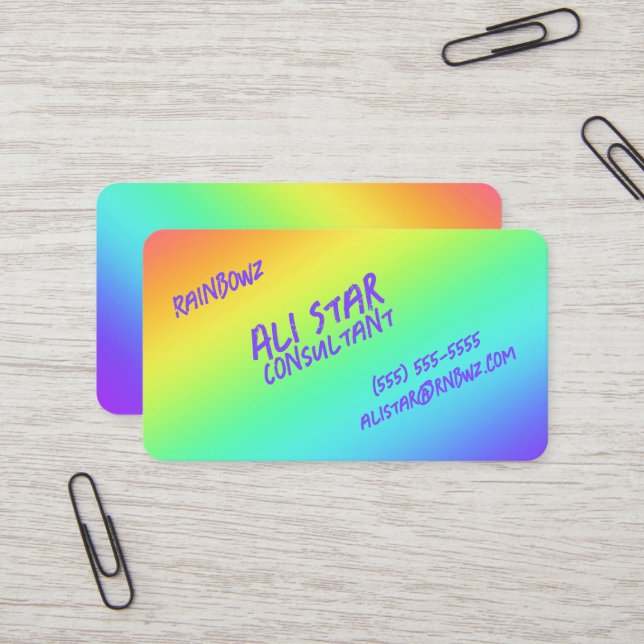 Helle Rainbow Gradient Lässige Visitenkarten Visitenkarte (Vorderseite/Rückseite Beispiel)