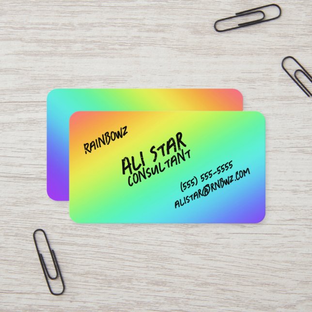 Helle Rainbow Gradient Lässige Visitenkarten Visitenkarte (Vorderseite/Rückseite Beispiel)