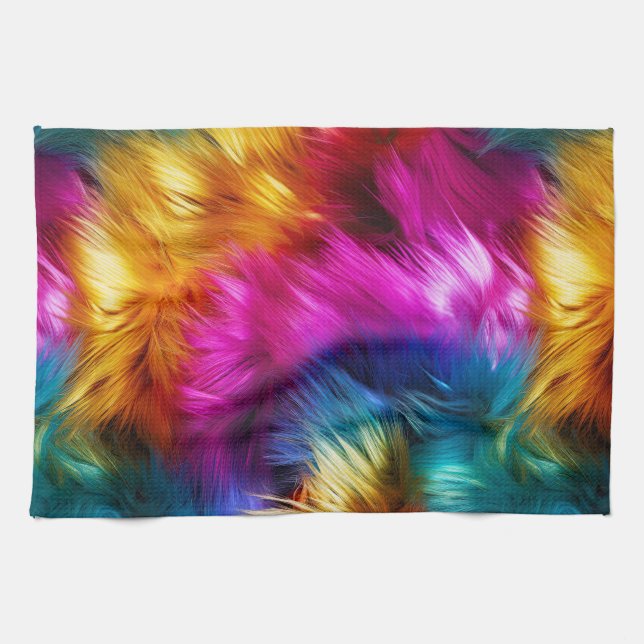 Helle Rainbow-Imitate-Monster-Pelzstruktur Geschirrtuch (Horizontal)