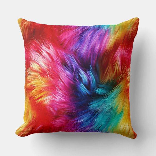 Helle Rainbow-Imitate-Monster-Pelzstruktur Kissen (Vorderseite)