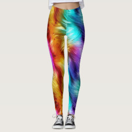 Helle Rainbow-Imitate-Monster-Pelzstruktur Leggings