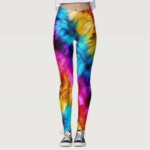 Helle Rainbow-Imitate-Monster-Pelzstruktur Leggings