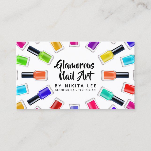 Helle Rainbow Nail Art Tech Salon Ernennung Visitenkarte (Vorderseite)