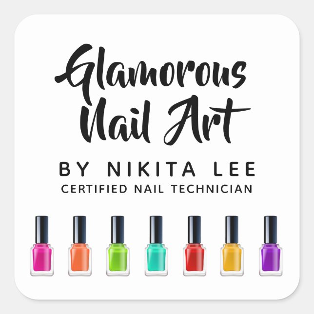 Helle Rainbow Nail Polnisch Art Tech Salon Custom Quadratischer Aufkleber (Vorderseite)