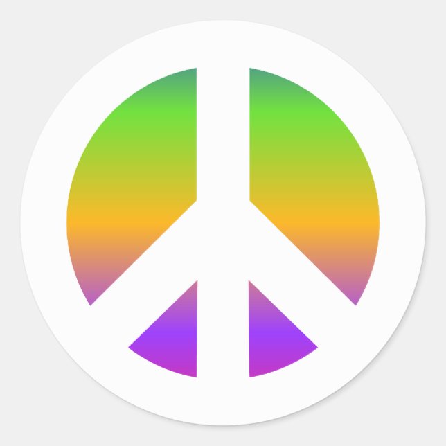 Helle Rainbow Peace Sign Runder Aufkleber (Vorderseite)