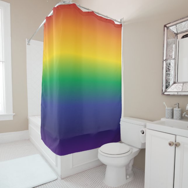 Helle Rainbow Primäre Farbstreifen Duschvorhang (Beispiel)