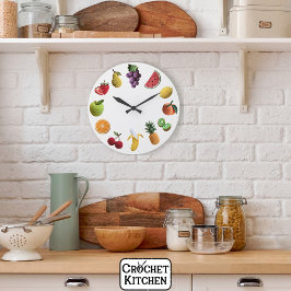 Helle Rainbow Scrapbook Crochet FruchtCollage Große Wanduhr