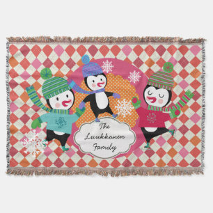 Helle Raute Skaten Pinguine Holiday Throw Decke