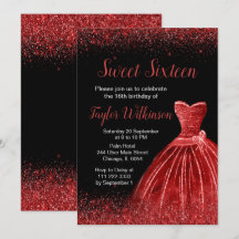 Helle Red Dress Imitate Glitzer Sweet 16 Geburtsta