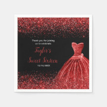 Helle Red Dress Imitate Glitzer Sweet 16 Geburtsta