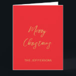 Helle Red & Gold Farben Frohe Weihnachten Karte<br><div class="desc">Erleben Sie dieses moderne,  elegante Design. Diese Vorlage kann an alle beruflichen Beruf angepasst werden.</div>