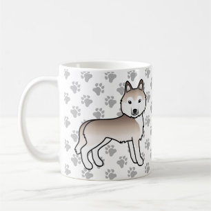 Helle Red Siberian Husky Cartoon Dog & Paws Kaffeetasse