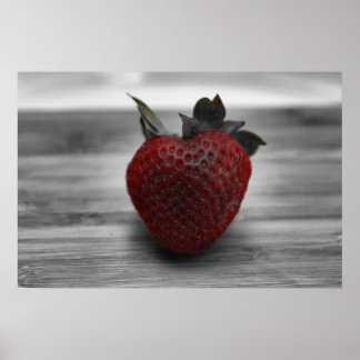 Helle Red Strawberry auf B&W Foto Poster