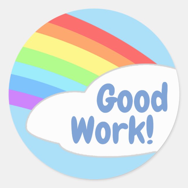 Helle Regenbogen gute Arbeit belohnen Kinder Runder Aufkleber (Vorderseite)