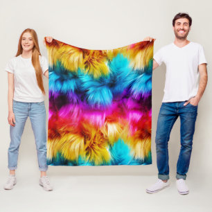 Helle Regenbogen-Kunstfelltextur Fleecedecke